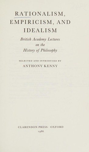 Couverture : Rationalism, empiricism and idealism