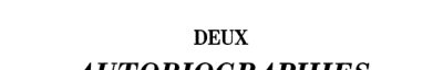 Couverture : Deux autobiographies