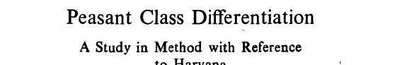 Couverture : Peasant class differentiation