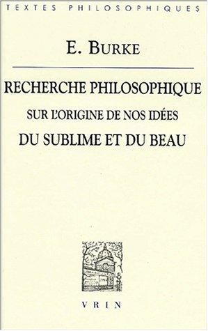 Couverture : Recherche philosophique sur l'origine de nos idées du sublime et du beau