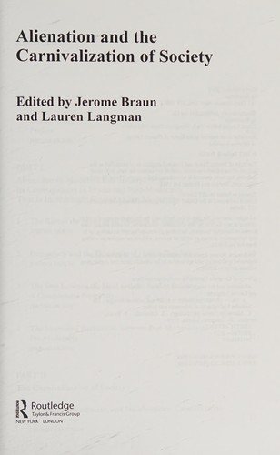 Couverture : Alienation and the Carnivalization of Society