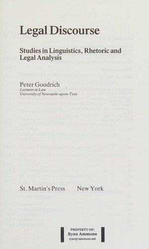 Couverture : Legal discourse