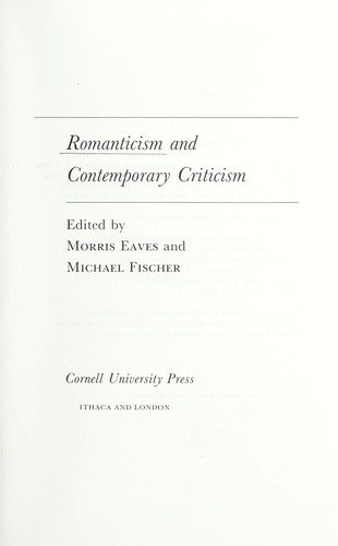 Couverture : Romanticism and contemporary criticism
