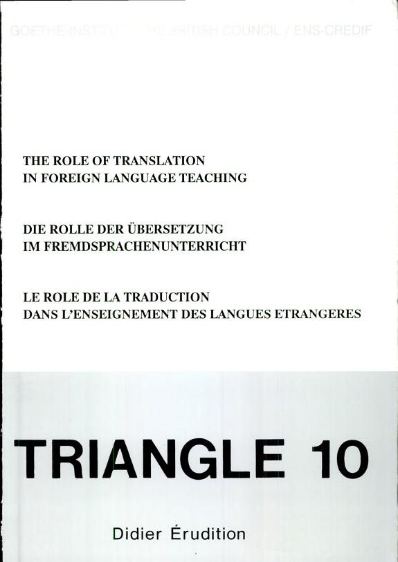 Couverture : The role of translation in foreign language teaching