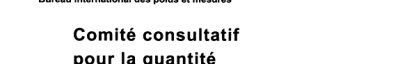 Couverture : Comité consultatif pour la quantité de matière