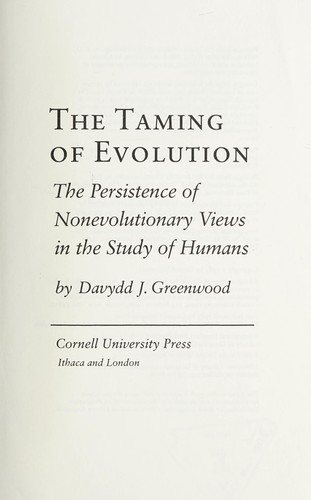 Couverture : The taming of evolution