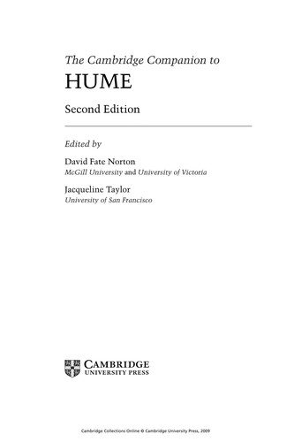 Couverture : The Cambridge companion to Hume