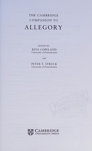 Couverture : The Cambridge Companion to Allegory (Cambridge Companions to Literature)