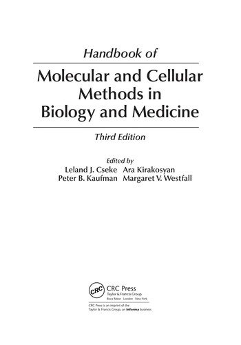 Couverture : Handbook of Molecular and Cellular Methods in Biology and Medicine, Third Edition