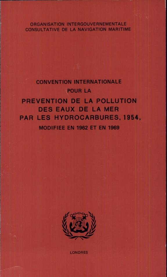 Couverture : Convention internationale pour la prévention de la pollution des eaux de la mer par les hydrocarbures