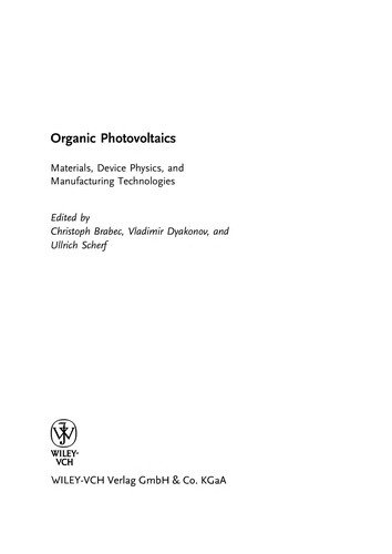 Couverture : Organic photovoltaics