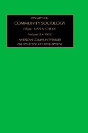 Couverture : RESEARCH COMMUNITY SOCIOL VOL 8 (Research in Community Sociology)