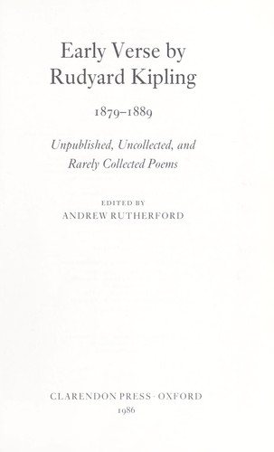 Couverture : Early verse by Rudyard Kipling, 1879-1889