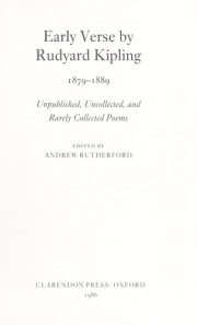 Couverture : Early verse by Rudyard Kipling, 1879-1889