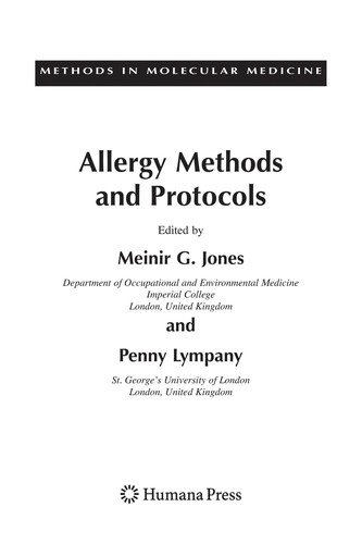 Couverture : Allergy methods and protocols