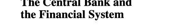 Couverture : The central bank and the financial system