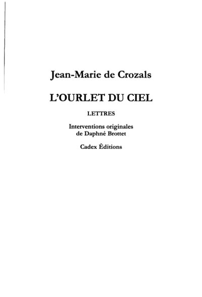 Couverture : L'ourlet du ciel