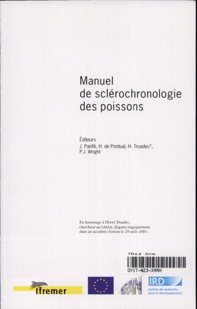 Couverture : Manuel de sclérochronologie