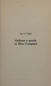Couverture : Orfismo e poesia in Dino Campana