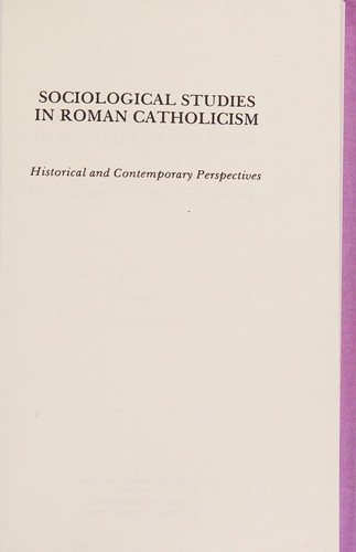 Couverture : Sociological studies in Roman Catholicism