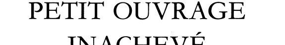 Couverture : Le petit ouvrage inachevé