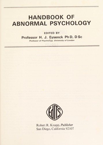 Couverture : Handbook of Abnormal Psychology