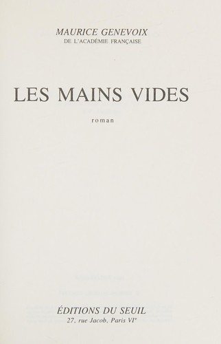 Couverture : Les mains vides