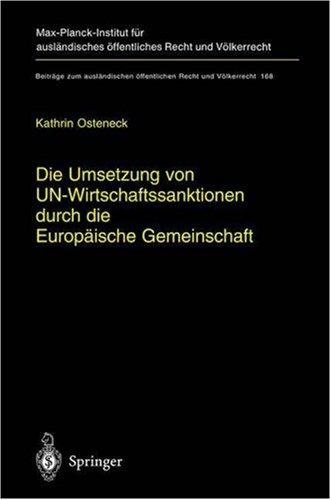 Couverture : Die Umsetzung von UN-Wirtschaftssanktionen durch die Europäische Gemeinschaft
