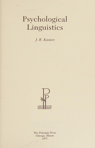 Couverture : Psychological linguistics