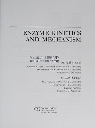 Couverture : Enzyme kinetics and mechanism