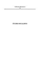 Couverture : Etudes socialistes