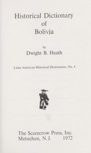 Couverture : Historical dictionary of Bolivia