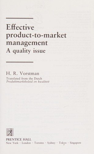 Couverture : Effective Product-To Market Management
