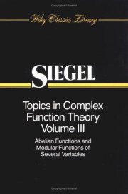 Couverture : Topics in Complex Function Theory, Abelian Functions and Modular Functions of Several Variables