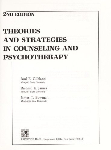 Couverture : Theories and strategies in counseling and psychotherapy