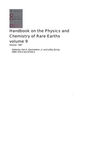 Couverture : Handbook on the physics and chemistry of rare earths