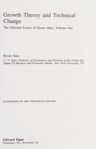 Couverture : Growth theory and technical change
