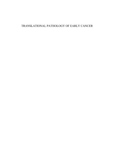 Couverture : Translational Pathology of Early Cancer