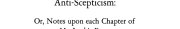 Couverture : Anti-Scepticism, or Notes Upon Each Chapter of Mr. Lock's Essay Concerning Human Understanding