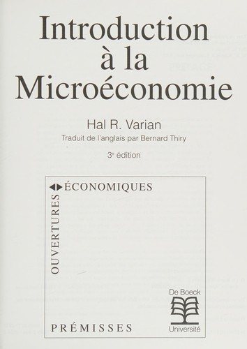 Couverture : Introduction à la microéconomie