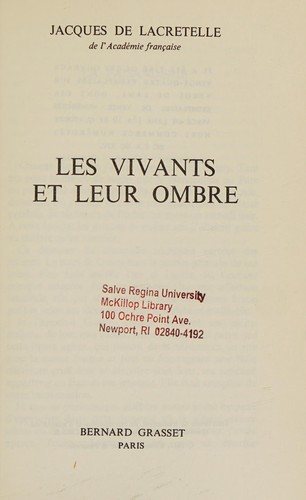 Couverture : Les vivants et leur ombre