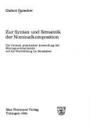Couverture : Zur Syntax und Semantik der Nominalkomposition