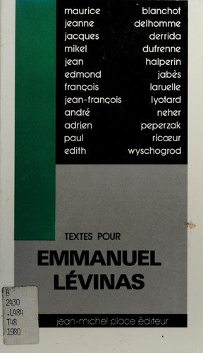 Couverture : Textes pour Emmanuel Lévinas