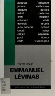 Couverture : Textes pour Emmanuel Lévinas