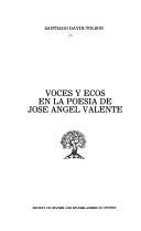 Couverture : Voces y ecos en la poesía de José Angel Valente