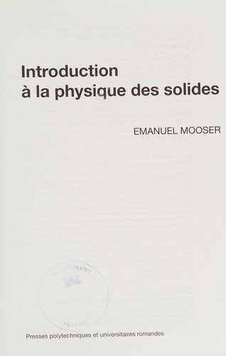 Couverture : Introduction a la physique des solides