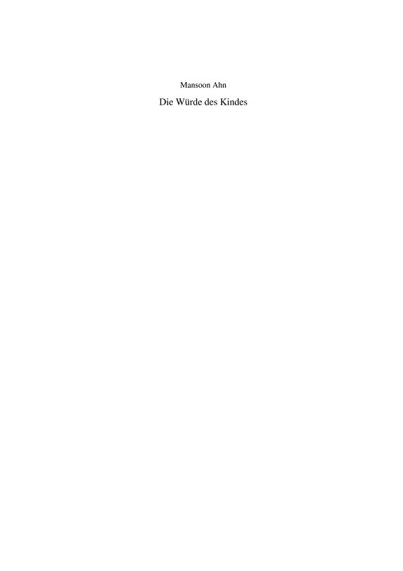 Couverture : Die Würde des Kindes