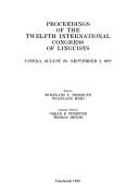 Couverture : Proceedings of the Twelfth International Congress of Linguists
