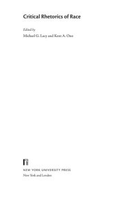 Couverture : Critical rhetorics of race