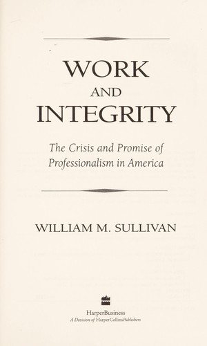 Couverture : Work and integrity